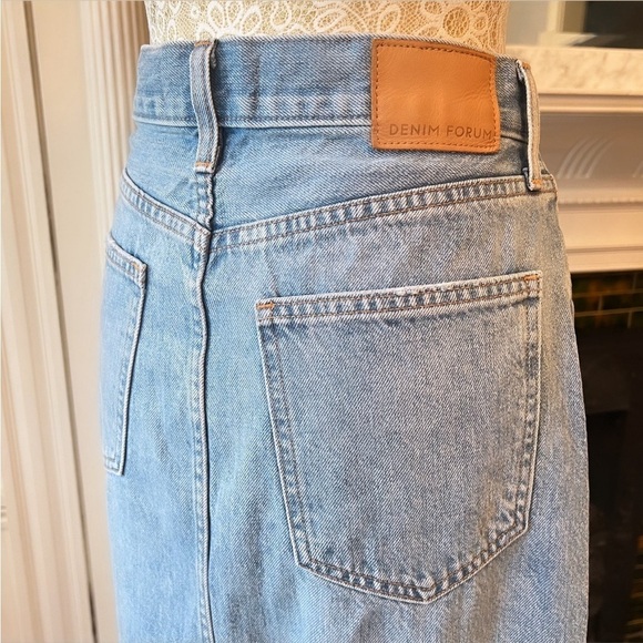 DENIM FORUM The '90s Halle Stretch Denim High Waisted Midi Skirt Size 28 - Picture 11 of 15